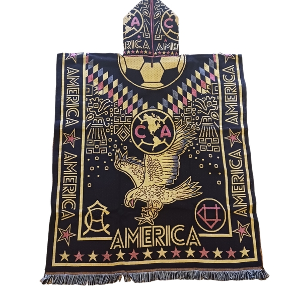 Club America Mexican Poncho - Stylish Fan Gear for Game Day | Dark Blue - Picture 4 of 7